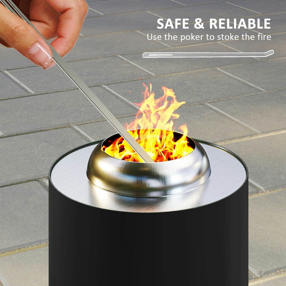 image 1 of Outsunny Stainless Steel Smokeless Wood Burning Firepit Garden Fire Pit