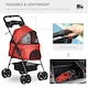 image 3 of PawHut Pet Stroller Foldable Travel Carriage w/ Brake Basket Canopy, Red
