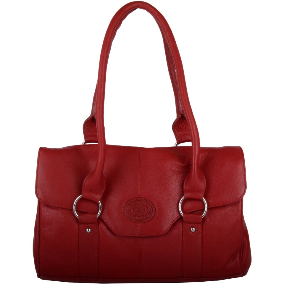 image 1 of London Leathergoods Womens Soft Premium Geunine Leather Large Shoulder / Hand Bag | Red | Red