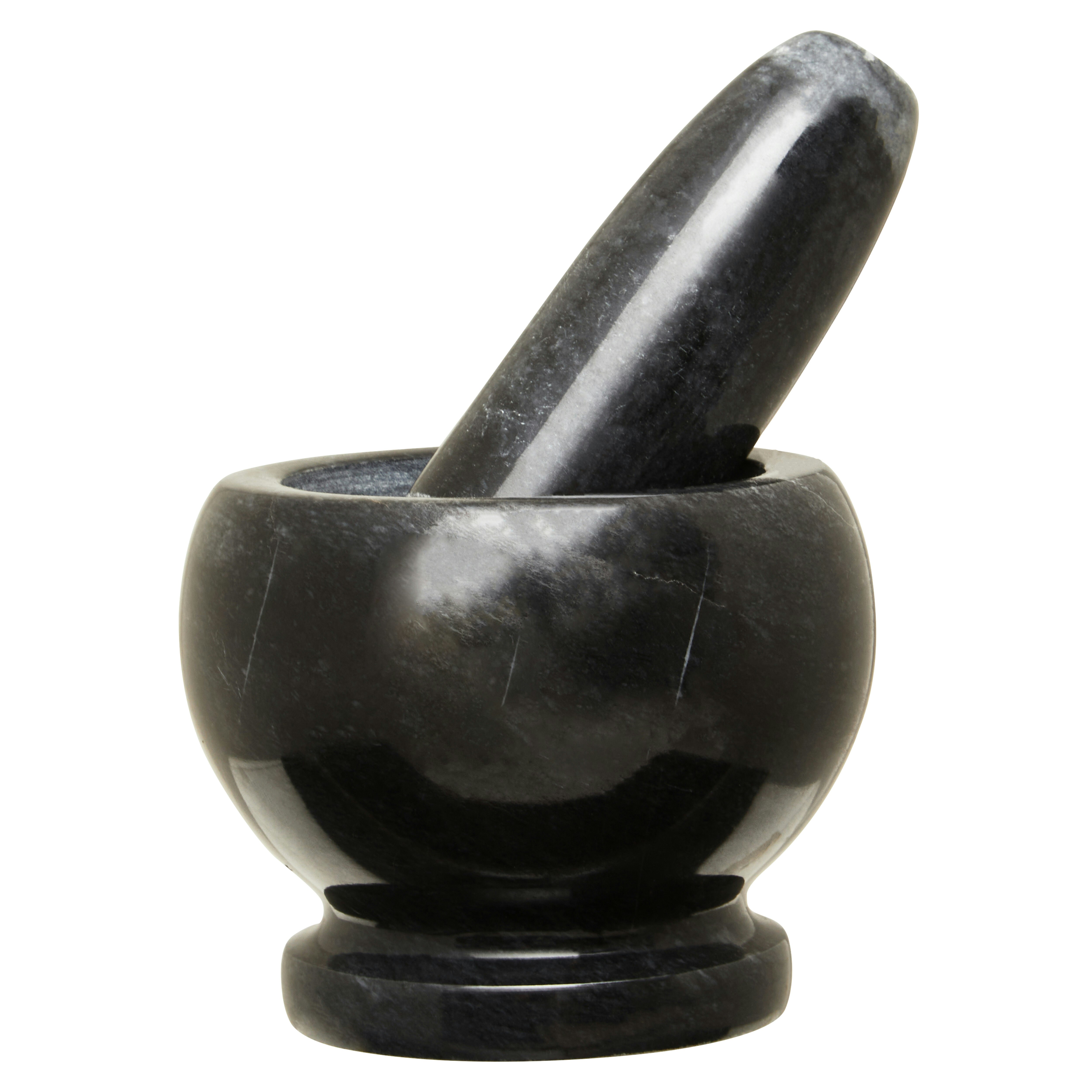 Interiors By Premier Black Marble Mortar And Pestle Set, Durable Natural Stone Grinder For Kitchen Use