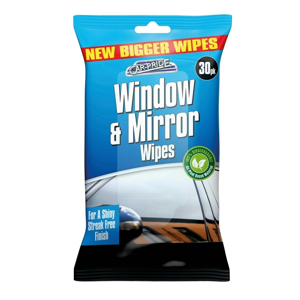 Pack of 30 Window & Mirror Biodegradable Wipes