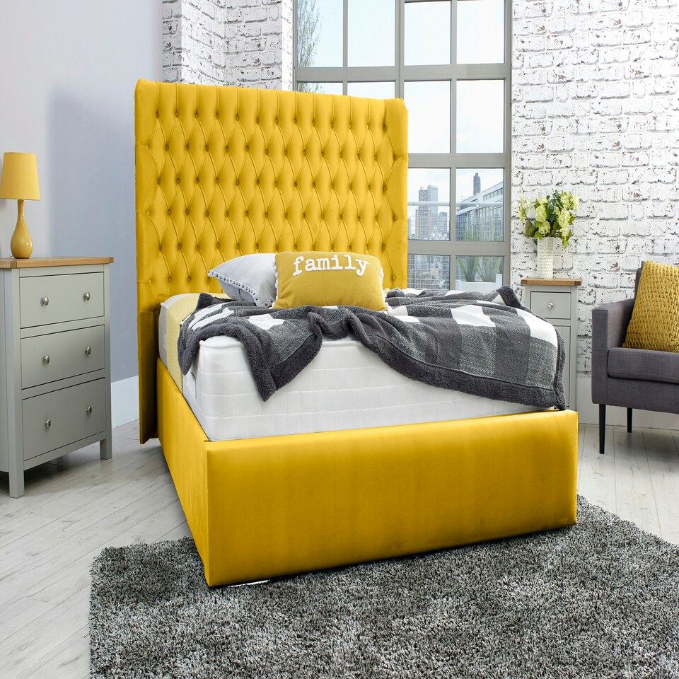 Terra Plush Superking Bed Frame - Mustard Gold