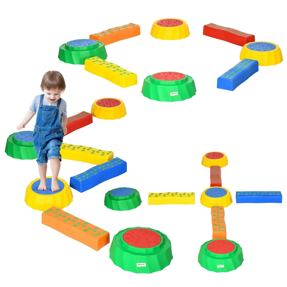 image 1 of Outsunny Eight-Piece Kids Stepping Stones w/ Non-Slip Surface & Bottom, for Kids