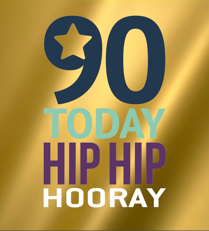 image 1 of 90 Today Hip Hip Hooray - Funny 90th Birthday Card
