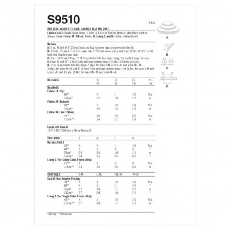 image 1 of Simplicity 9510 Paper Sewing Pattern – Petss Accessories, A (All Sizes in One Envelope), Easy