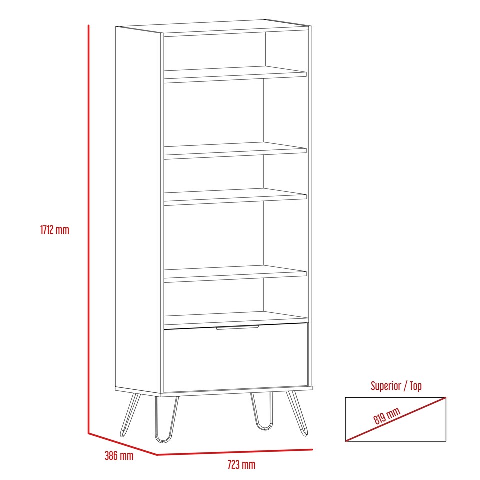 image 1 of Core Products Nevada, Display Bookcase With Door H171.2cm x W72.3cm x D38cm Brown