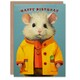 image 1 of Kids Cute Raincoat Mouse Child Kids Birthday Card