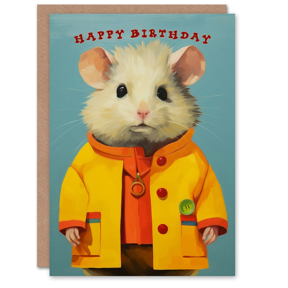 image 1 of Kids Cute Raincoat Mouse Child Kids Birthday Card