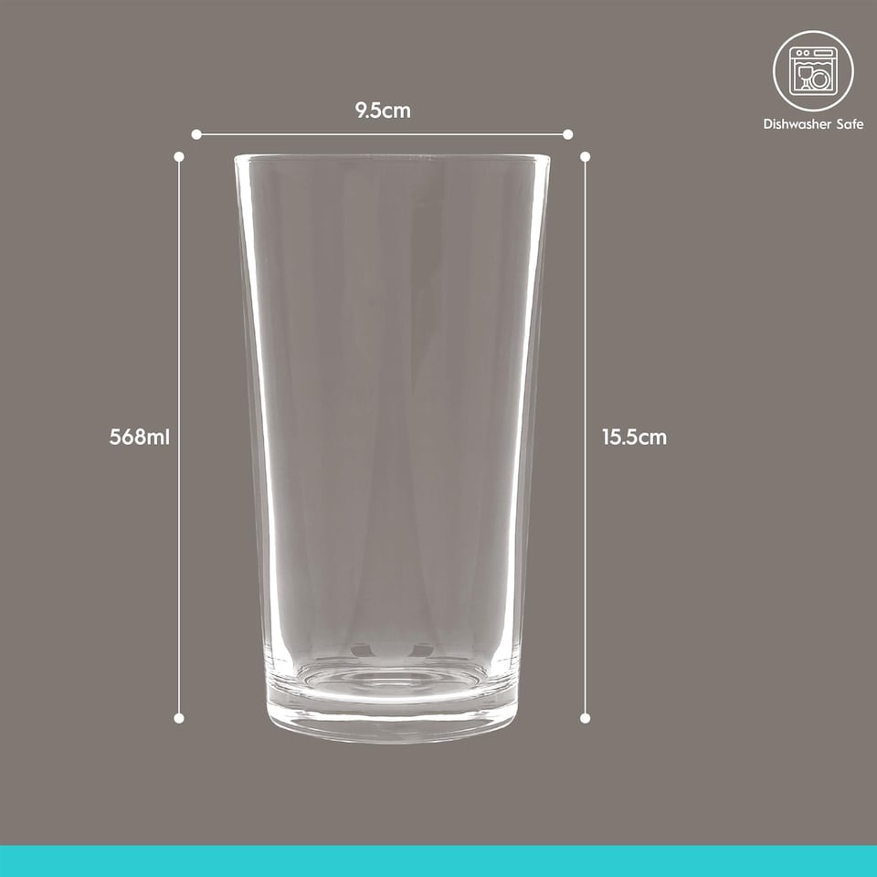 image 1 of Argon Tableware Conical Pint Beer Glasses - 568ml (20oz) - Pack of 6