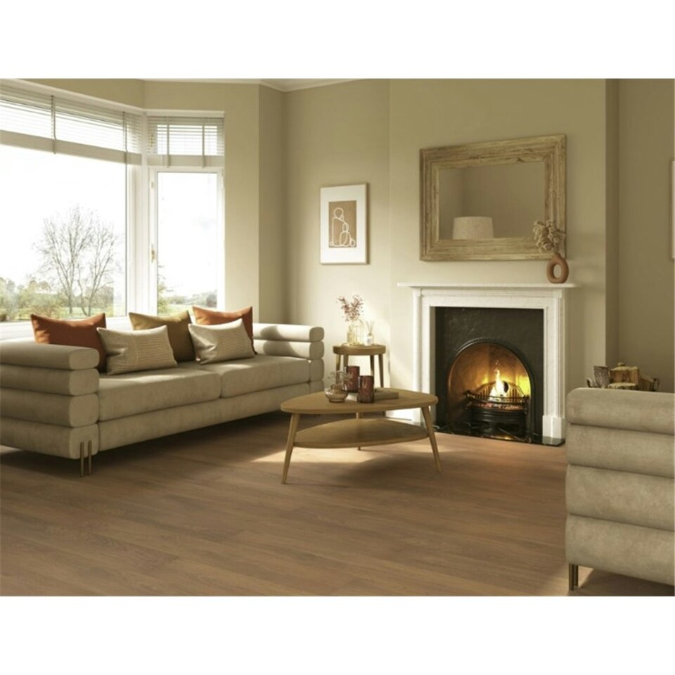 image 1 of PACK OF 5 (Total 5 Units) - Medium Oak 8mm Thick Laminate Flooring (11.1m2 Coverage)