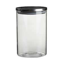 Interiors by Premier Freska 1300ml Storage Jar, Clear Glass with Airtight Silicone Seal and Metallic Lid