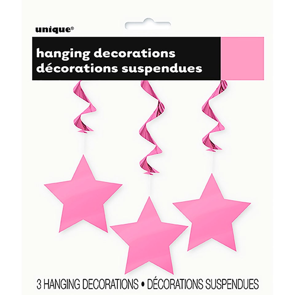 image 1 of Unique Party Star Swirls Decorations (Pack Of 3) - Pink - One Size
