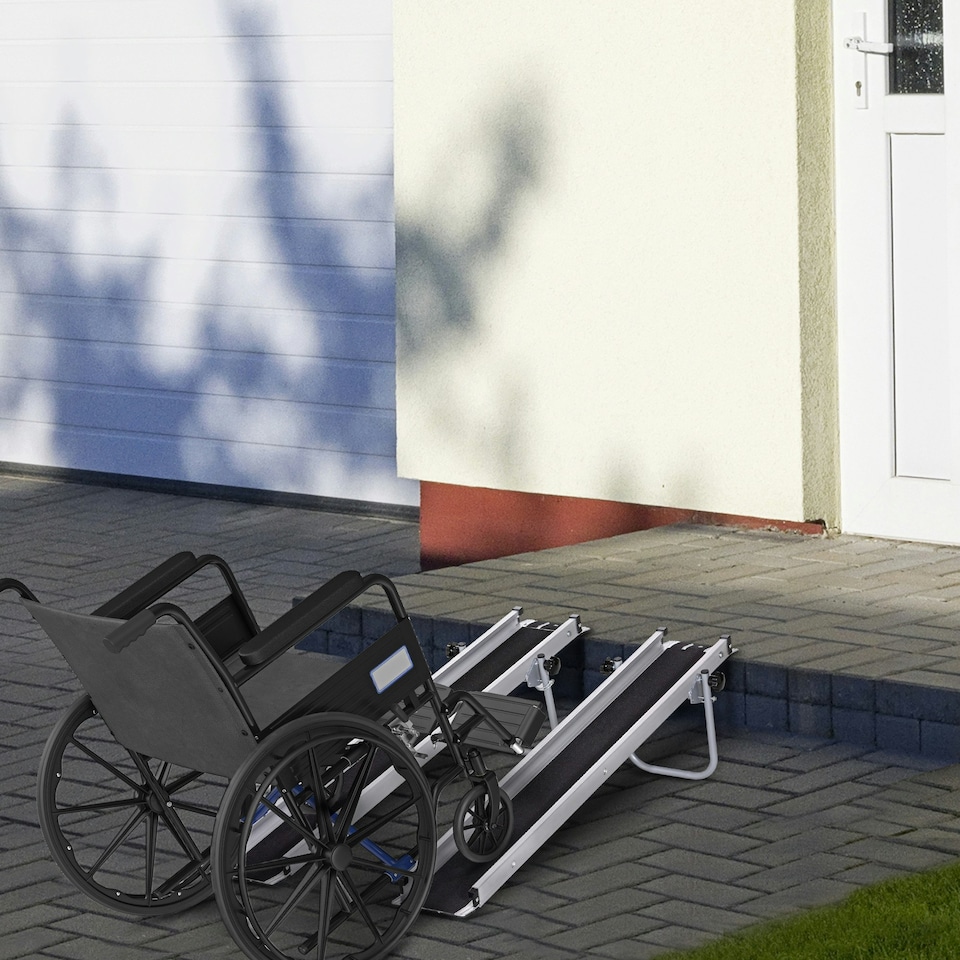 image 1 of HOMCOM Aluminium Telescopic Wheelchair Ramps, 244cm, 270kg, Folding