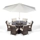 image 4 of Arizona Round 6 Seater Rattan Patio Dining Set | Brown | Brown