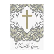 Fancy Gold Cross Thank You Notes with Envelopes - Pack of 8
