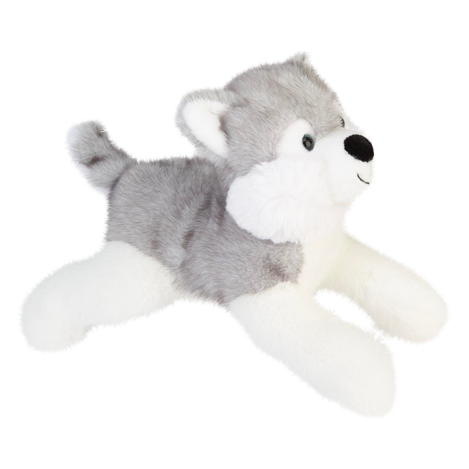 VFM e-Store Lying Luxury Frosty Husky Soft Toy Two Tone Grey - 36cm x 12cm | Size: 36 cm x 12 cm