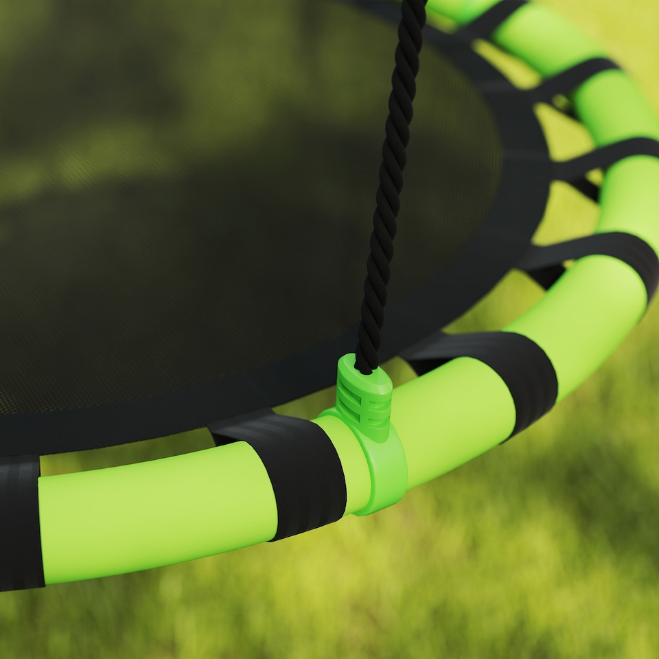 image 1 of AIYAPLAY Kid Nest Swing Seat, 100cm Diameter Round Saucer Swing Set, Black