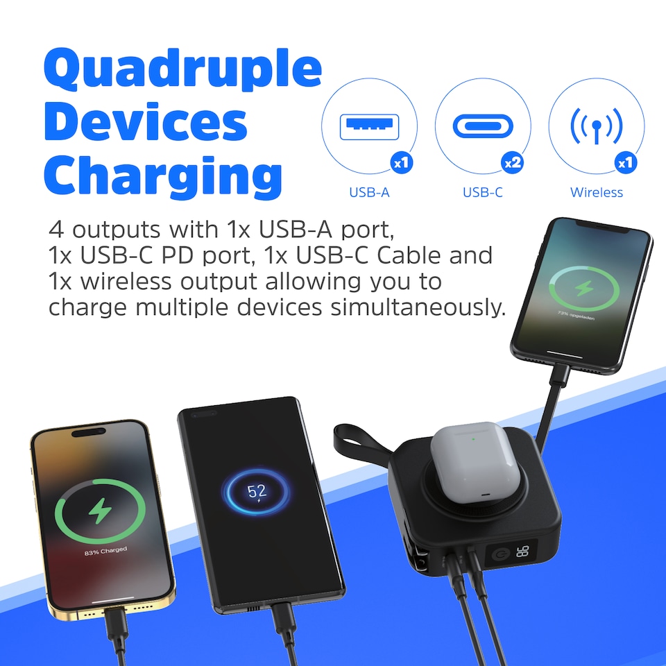 image 1 of Energizer 10mAh Magnetic QI Wireless Power Bank + AC Black