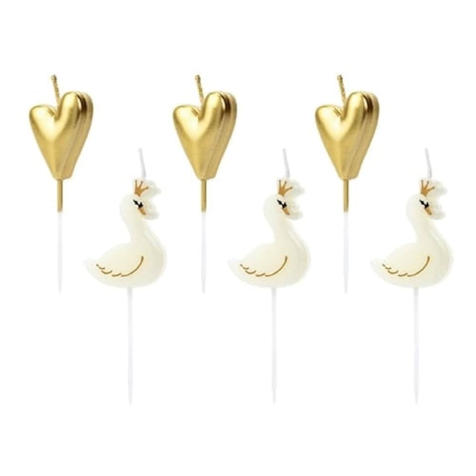 Lovely Swan Birthday Pick Candles - Pack of 6