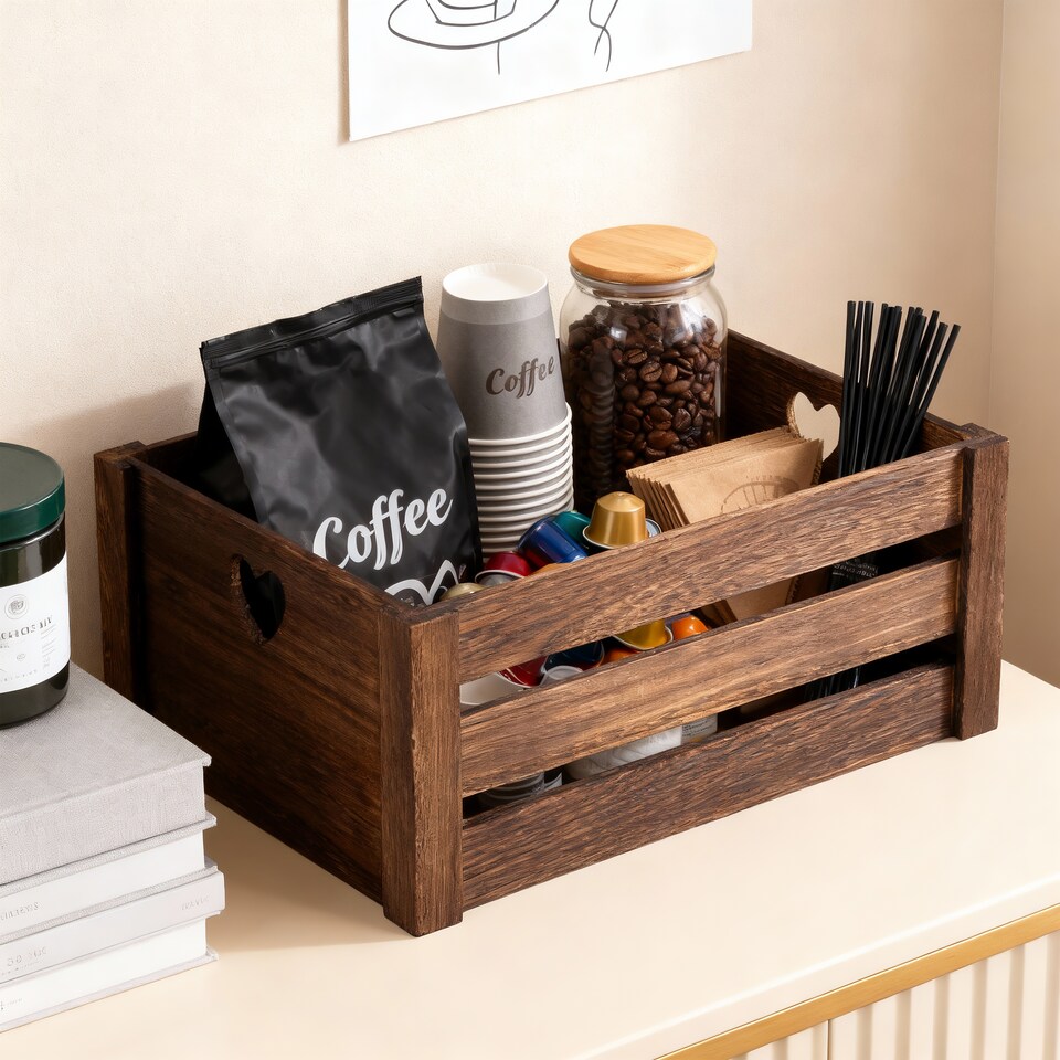 image 1 of Wickerfield Brown Lovely Wooden Crate Storage Box