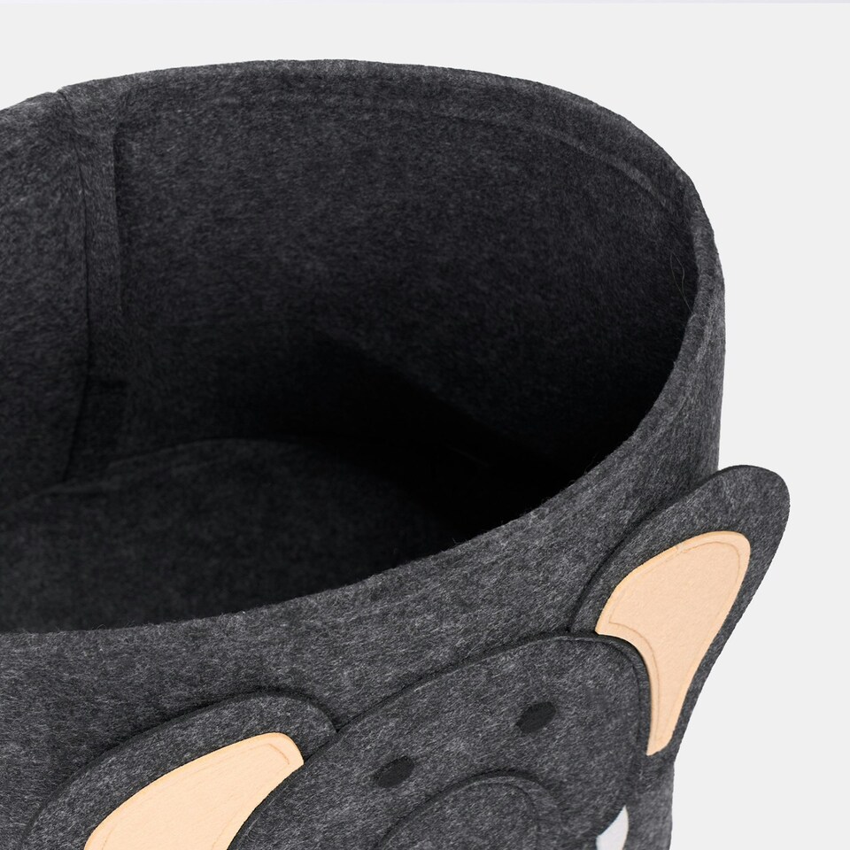 image 1 of OHS Kids Round Elephant Felt Toy Storage Organiser Basket - Charcoal