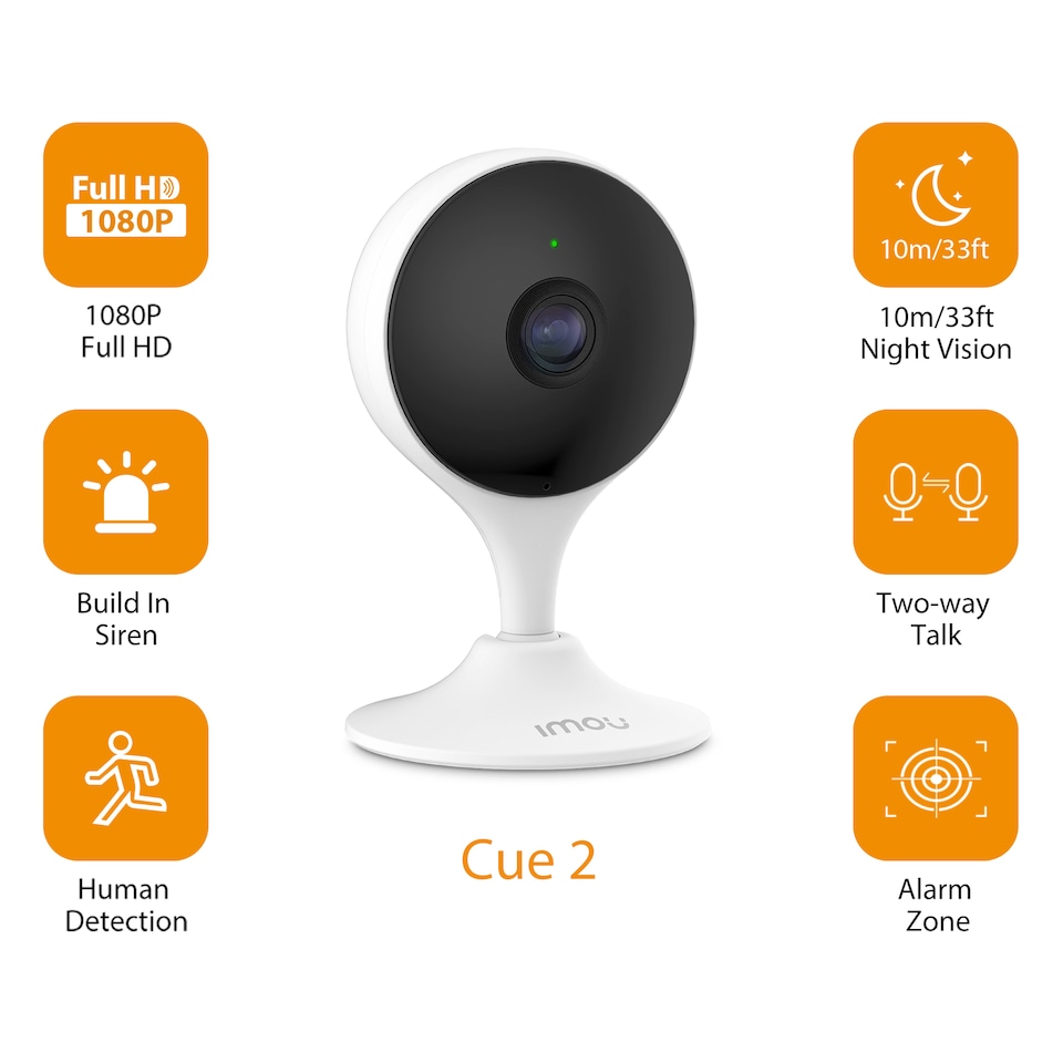 image 1 of IMOU Cue 2 Indoor Camera White with Full HD 1080p, 131 degree wide-angle lens, Two-Way Talk, Night Vision, Storage