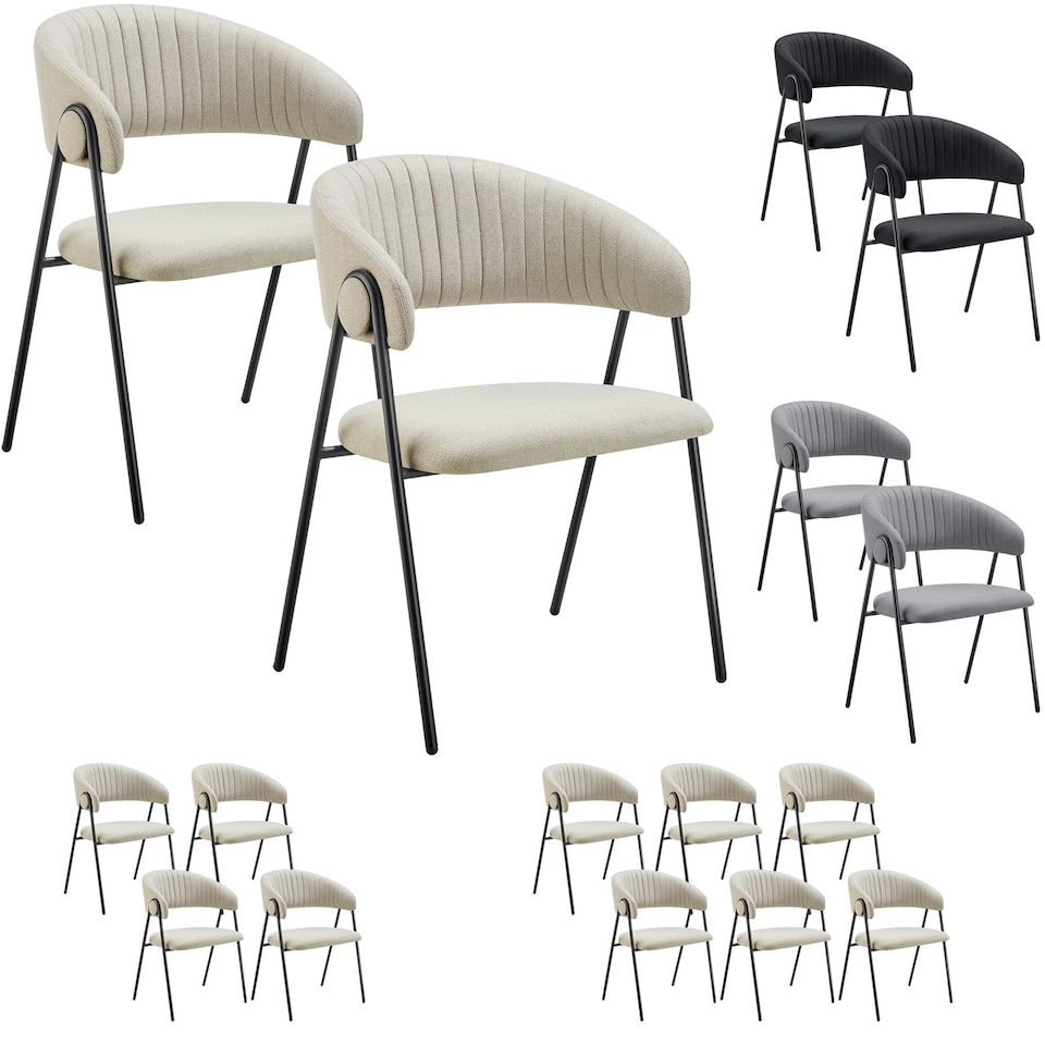 image 1 of Dining Chair Bedano - woven fabric, padded, 150 kg load capacity - Set of 4 Grey | Greige