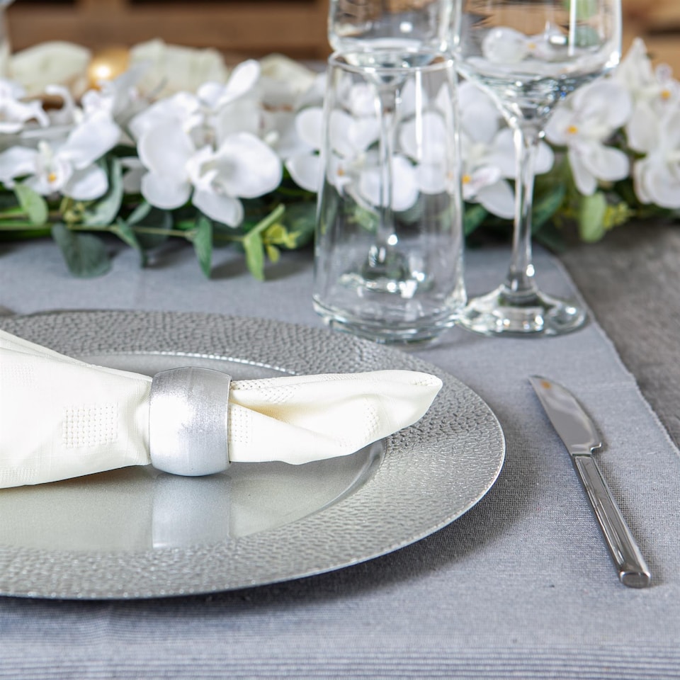 image 1 of Argon Tableware Hammered Charger Plates - 33cm - Silver - Pack of 6 | Silver | Hammered Silver