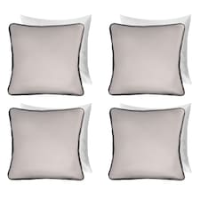 OHS 4 x Matte Velvet Piped Edge Filled Cushions, 45x45cm - Grey | Grey | 45 x 45cm | 4
