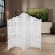 image 2 of 4 Panel Heavy Duty Carved  Screen Wooden Gamla Design Room Divider White 200 x 180 cm | White | White | 200 x 180 cm