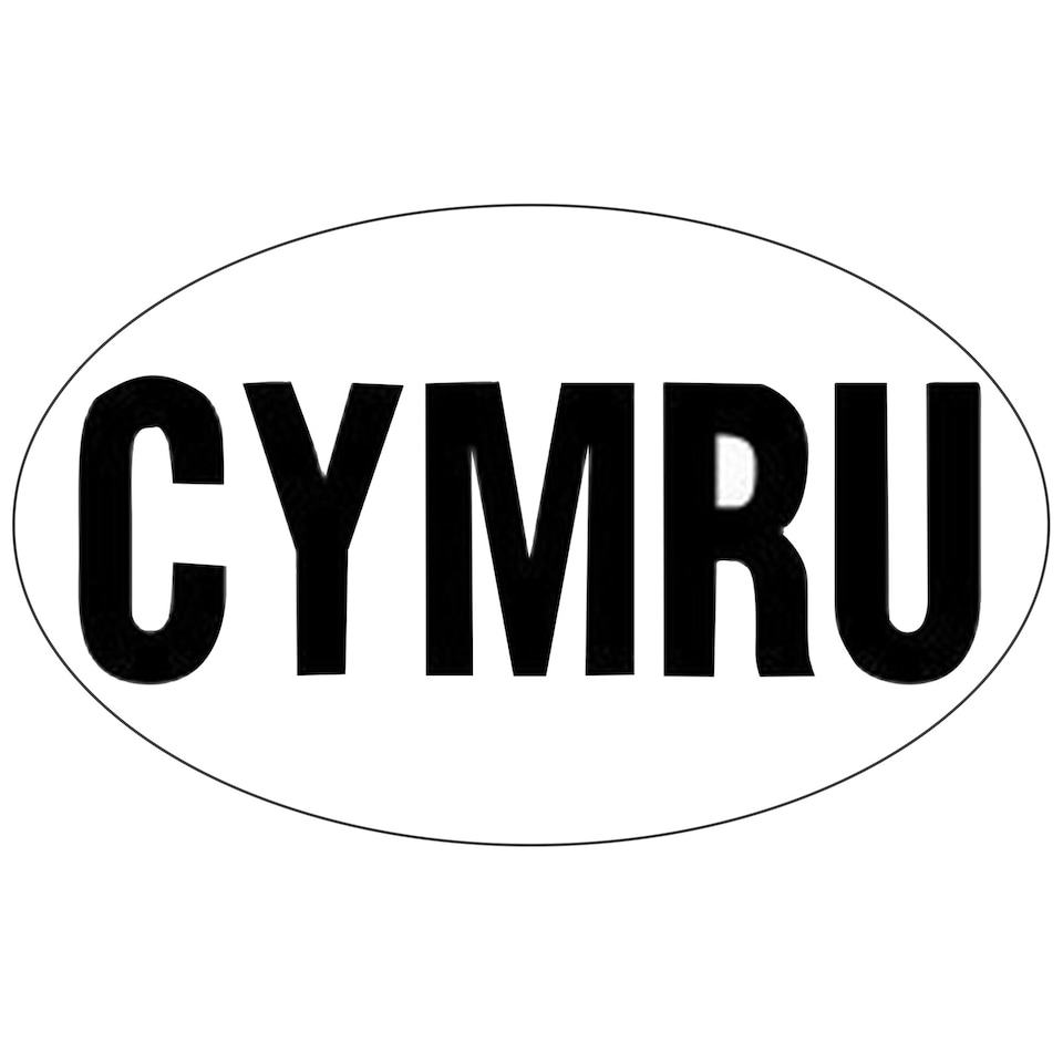 image 1 of W4 Large Oval CYRMU/Wales Sticker - White/Black - One Size
