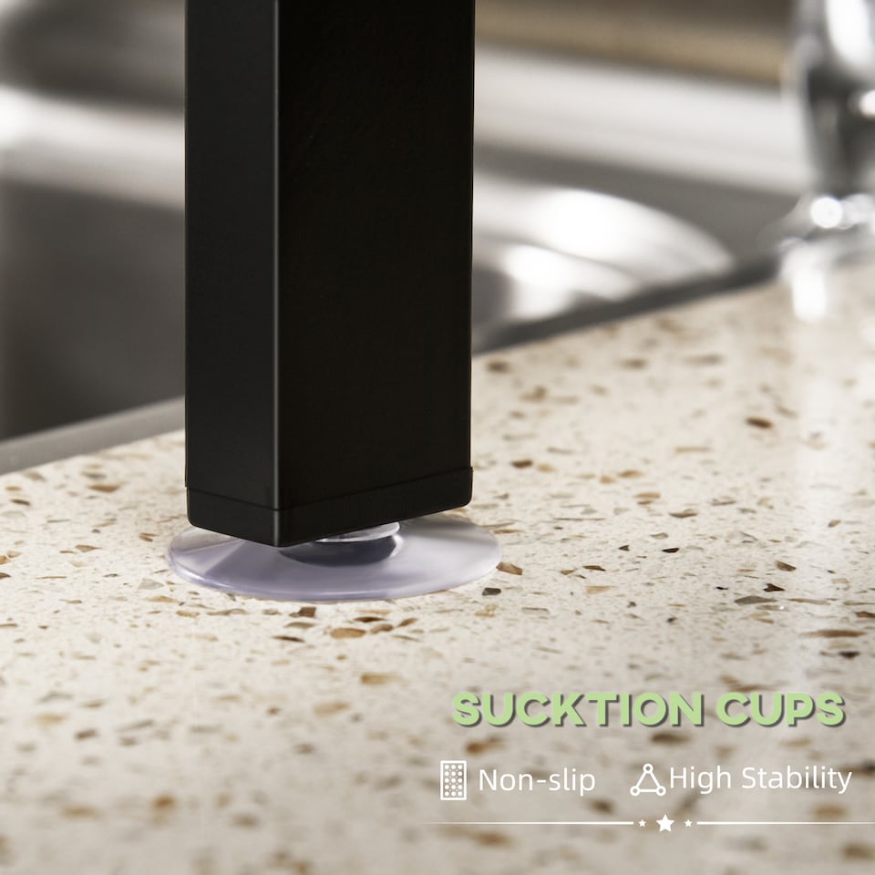 image 1 of HOMCOM Large Dish Drainer Rack Over The Sink, 2 Tier Adjustable Dish Drainer 51-93cm, Space Saving Kitchen Counter Shelf Organiser, Black