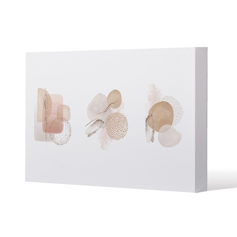Beige watercolour Illustration and gold elements (Canvas Print) / 101 x 77 x 4cm | Multi