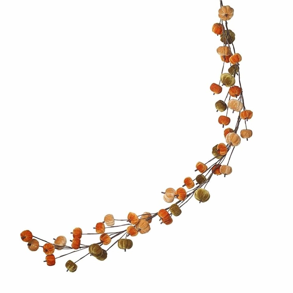 Heaven Sends Halloween Green and Orange Velvet Pumpkin Garland