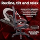 image 3 of Red/Black Massage Leather Gaming Chair with Footrest