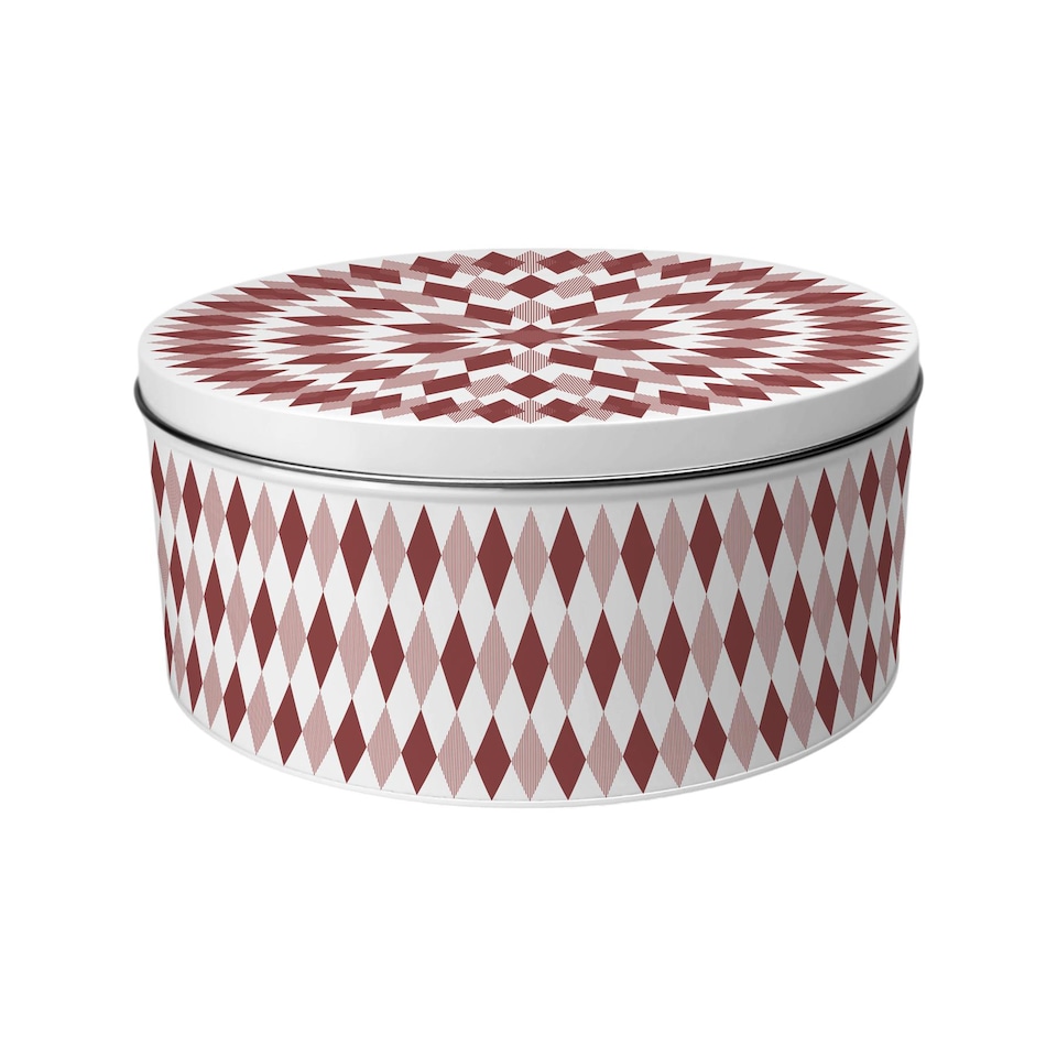 image 1 of Red Argyle Pattern Round Cake Tin Set