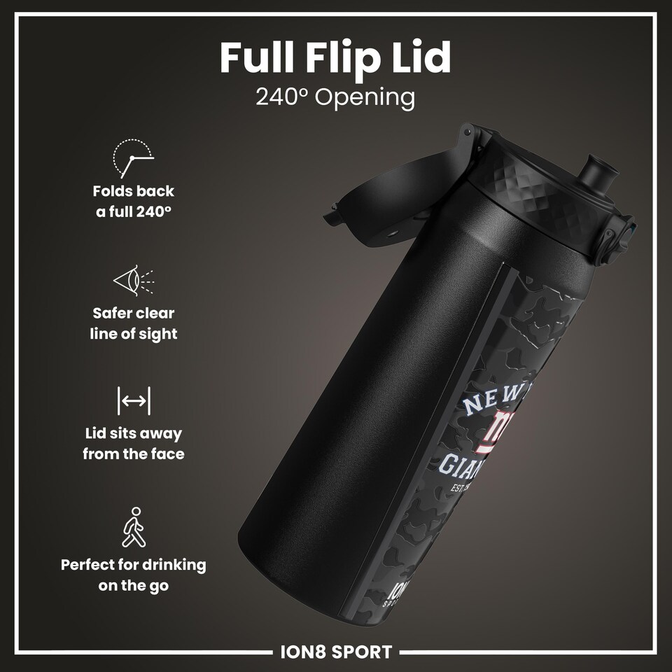 image 1 of NFL x Sports, Vacuum Insulated Steel Bottle, Series, 750ml (24oz) | Black | NFL Black Giants | One Size