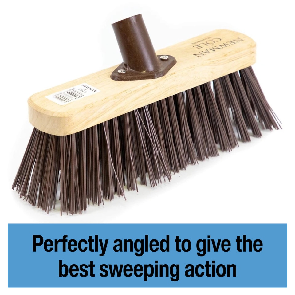 image 1 of 10" Stiff Synthetic Broom with Handle Heavy Duty Outdoor Sweeping Brush for Garden & Patio