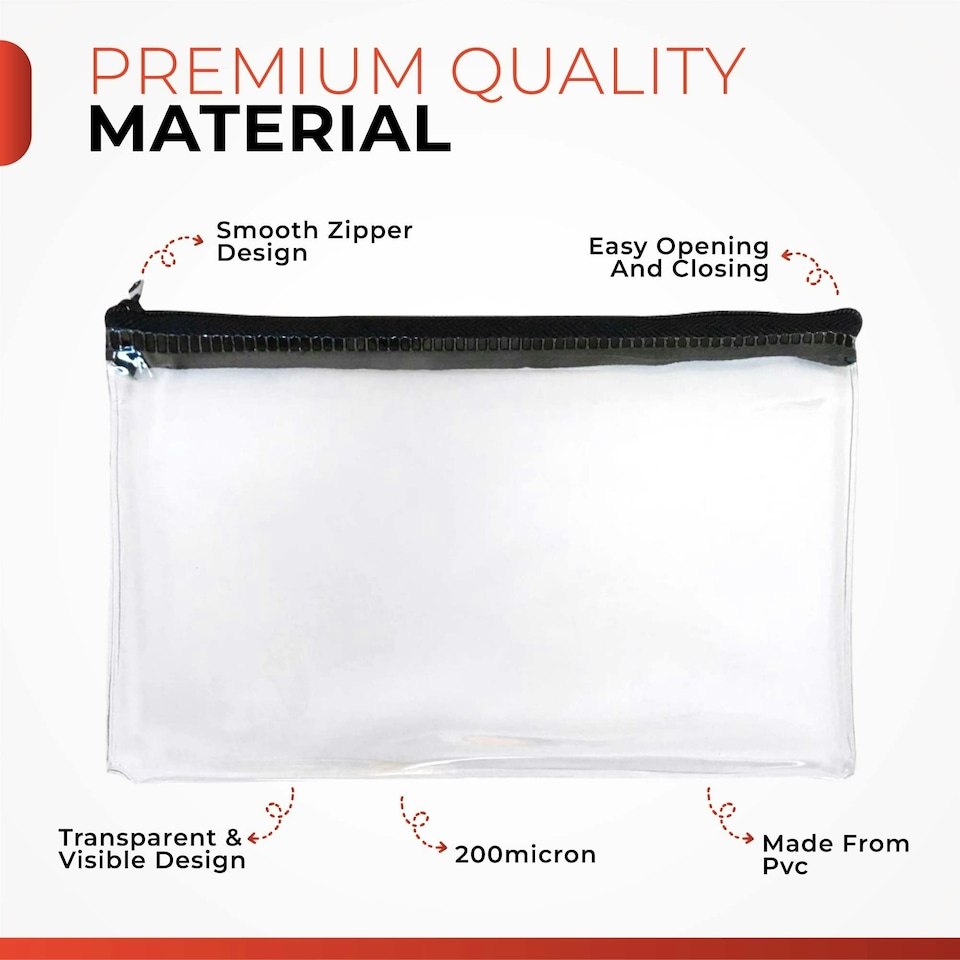image 1 of Pack of 12 Janrax 8x5" Assorted Colour Zip Clear Exam Pencil Cases