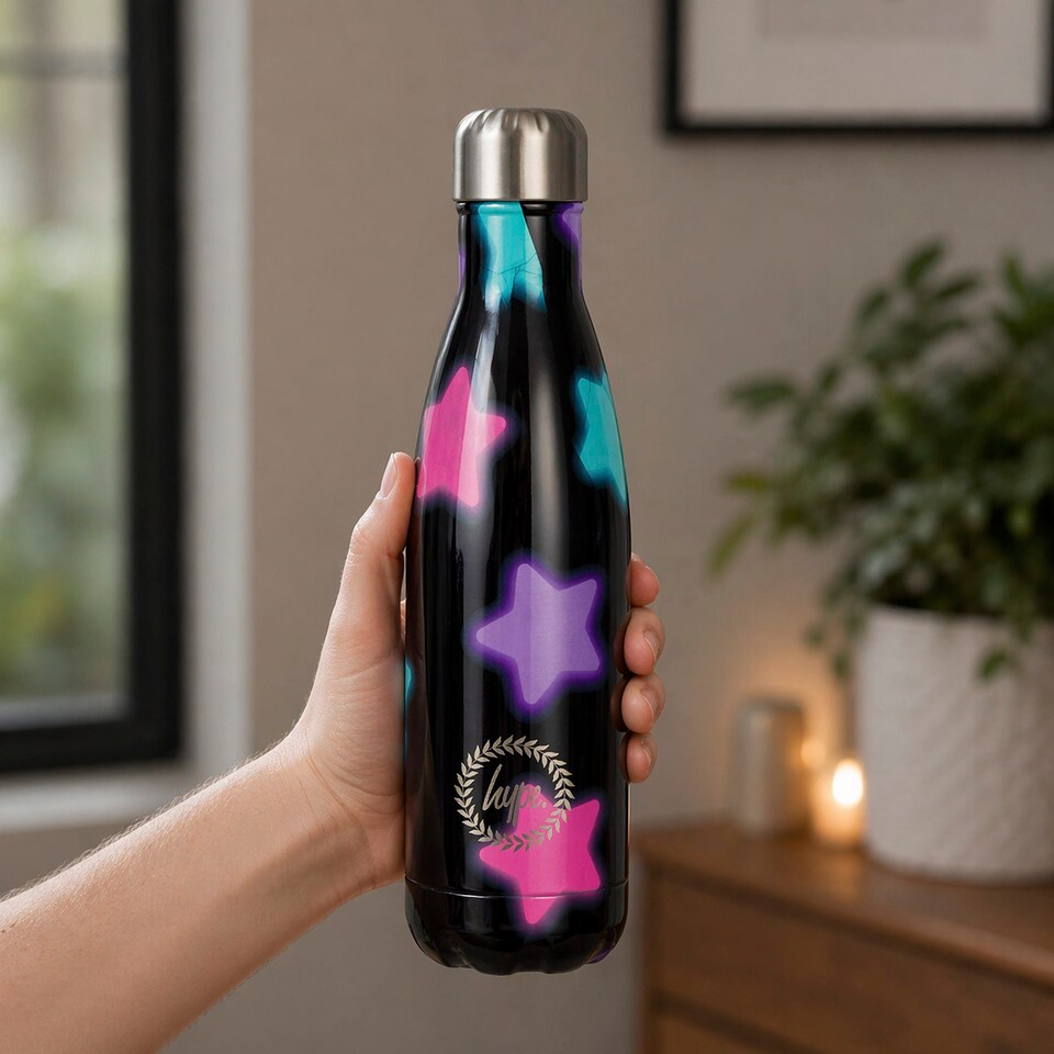 image 1 of Thermal Water Bottle Multi Star Galaxy Print | Stainless Steel Leak Proof Bottle | Black | Black | One Size | 1