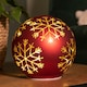 image 1 of 15cm Battery Operated Light up Snowflake Glass Ball in Red with Warm White LEDs