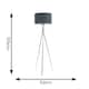 image 5 of ValueLights Camden Chrome Tripod Floor Lamp Charcoal & Silver Shade | Grey