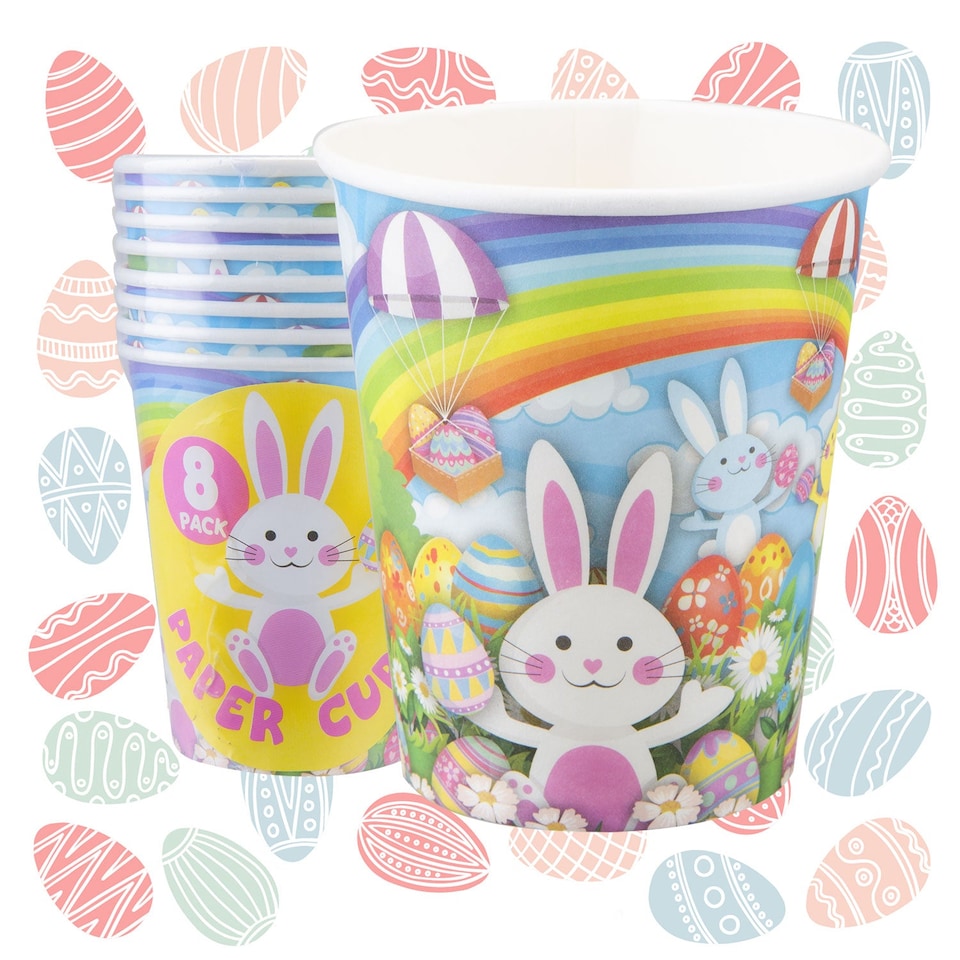 image 1 of PMS Easter Bunny Paper Cups 9oz - 8 Pack