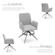 image 3 of Swivel Chair Daya - upholstered, robust fabric, 55.5 x 58 x 87 cm - Set of 2 Grey | Light Grey