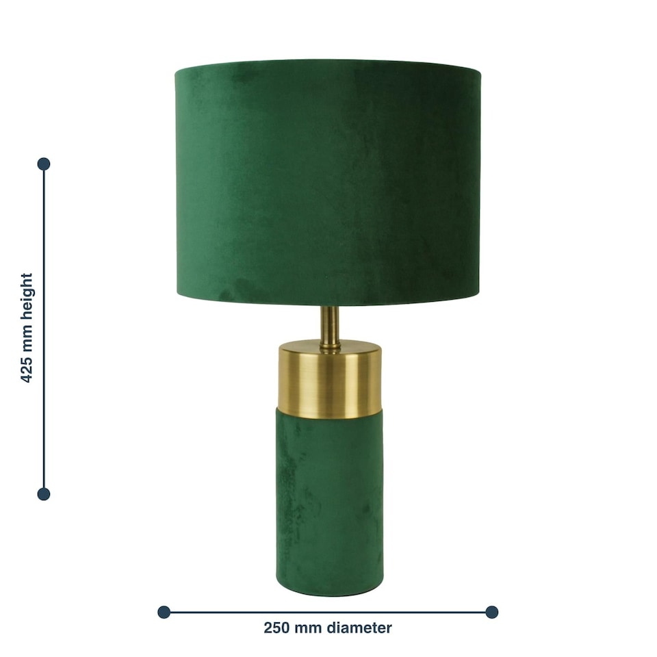 image 1 of Green Velvet Table Lamp | Green | Bronze | Large | 1