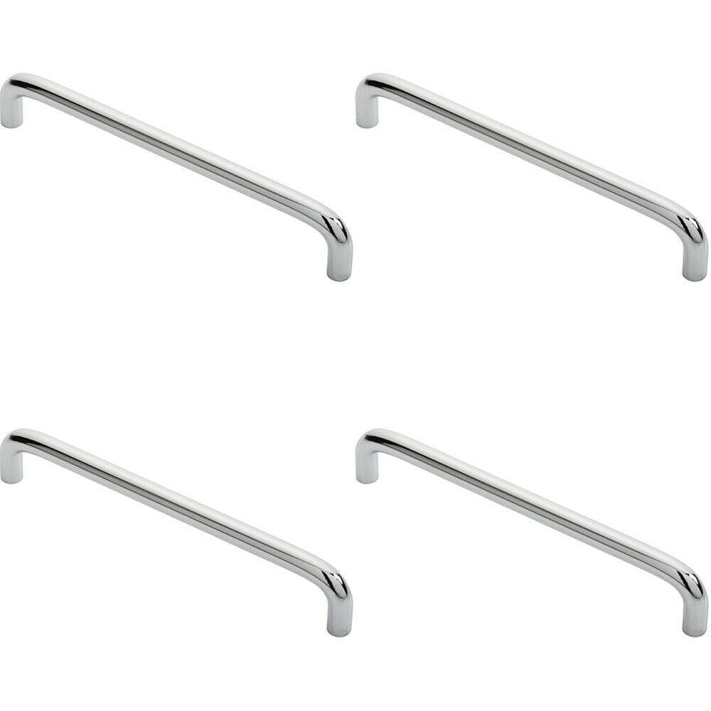 Loops 4x Round D Bar Cabinet Pull Handle 170 x 10mm 160mm Fixing Centres Chrome