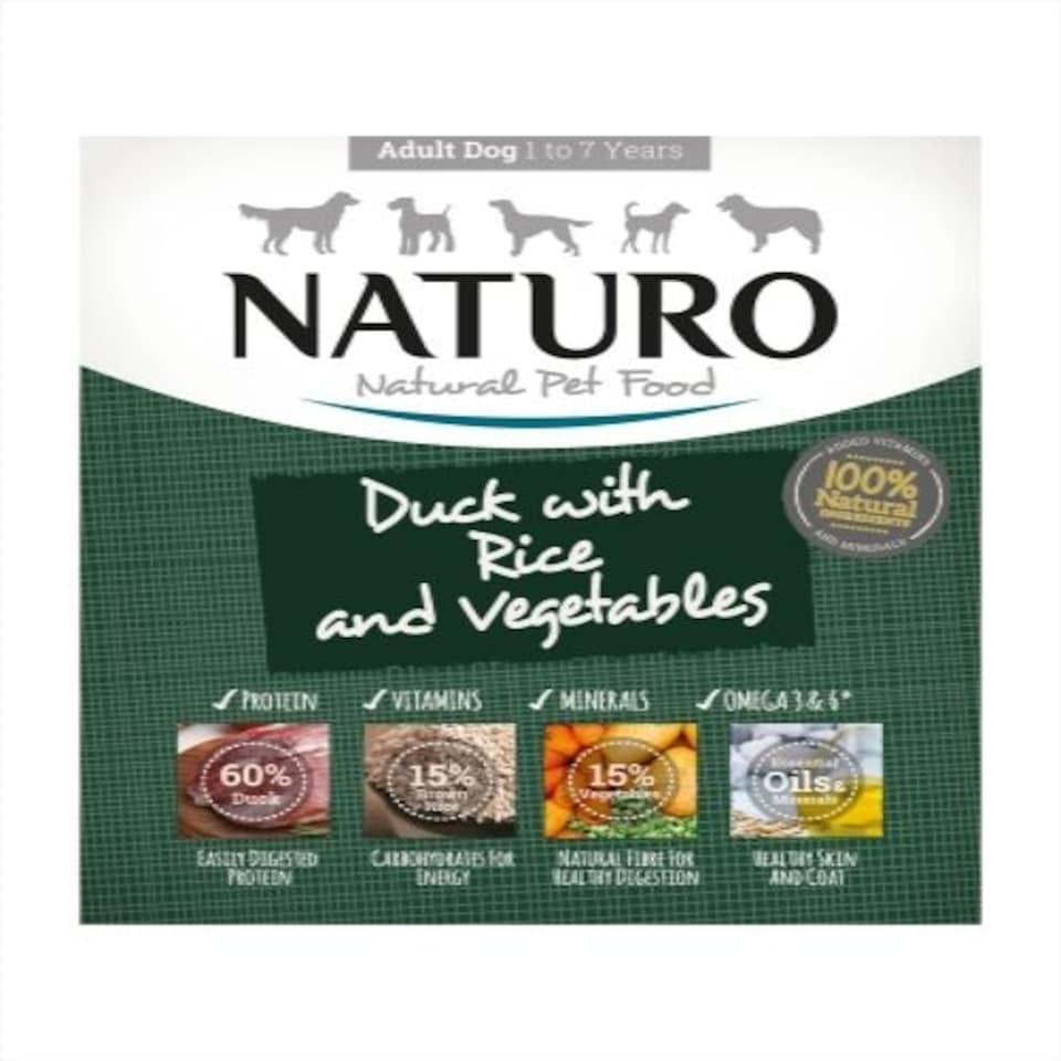 Naturo Adult Duck and Rice With Veg Tray 400g (Pack of 7)