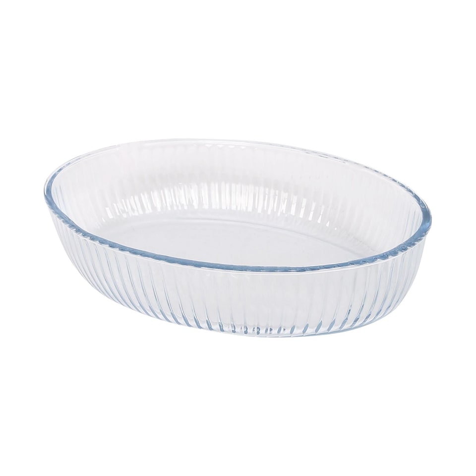 image 1 of Argon Tableware Optical Oval Glass Oven Dish - 26cm x 17cm | Clear | Clear | 26cm x 17cm