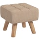 image 1 of HOMCOM Modern Tufted Footstool, Fabric Foot Stool with Rubber Wood Legs, Padded Seat, for Living Room, Bedroom, Entryway, Light Brown | Brown
