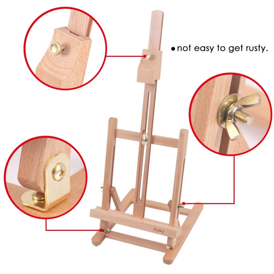 image 1 of Beech Wood Antique Adjustable Painting Stand Display Tripod Easel 20 x 24 x 56cm